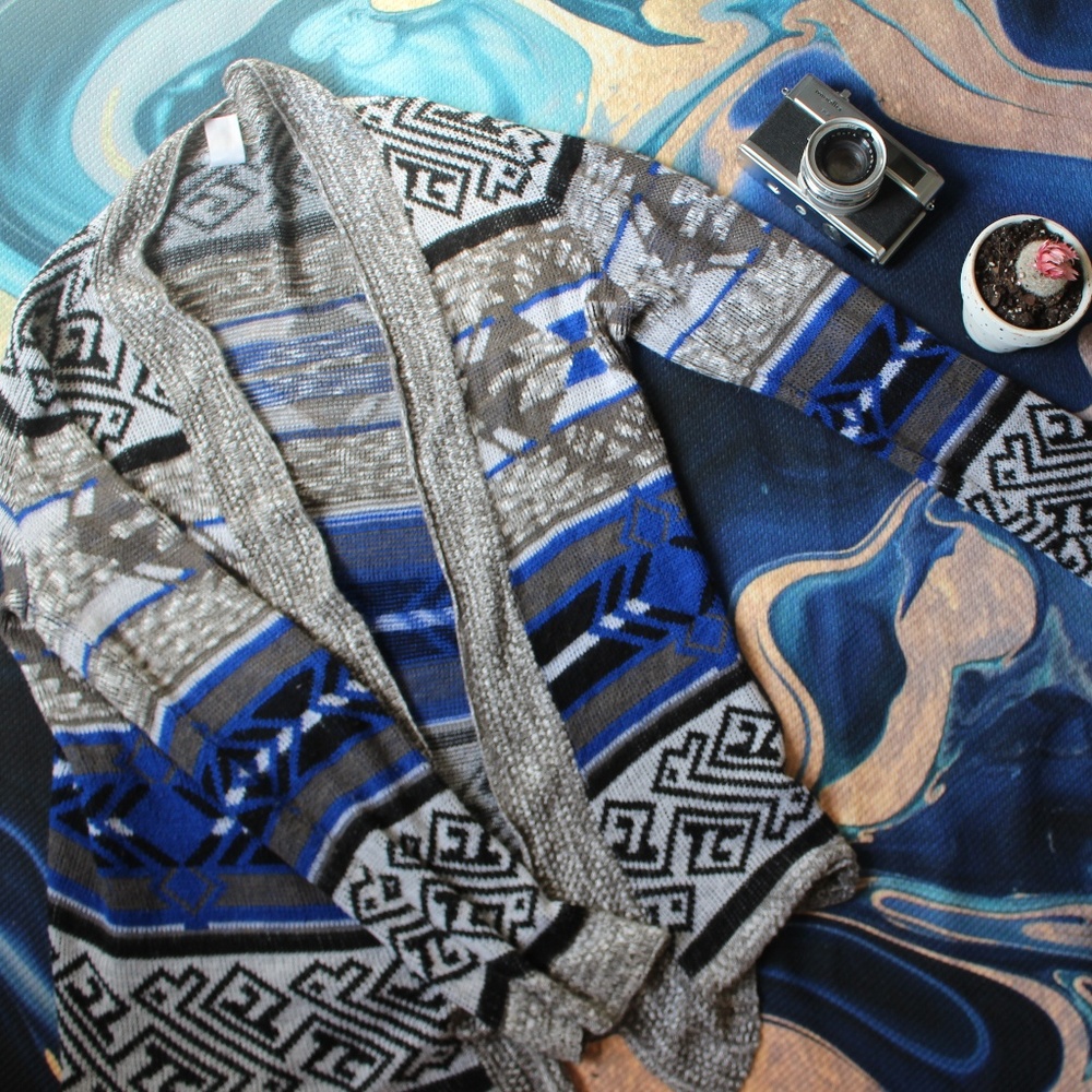 Charlotte Russe Long Tribal Print Cardigan